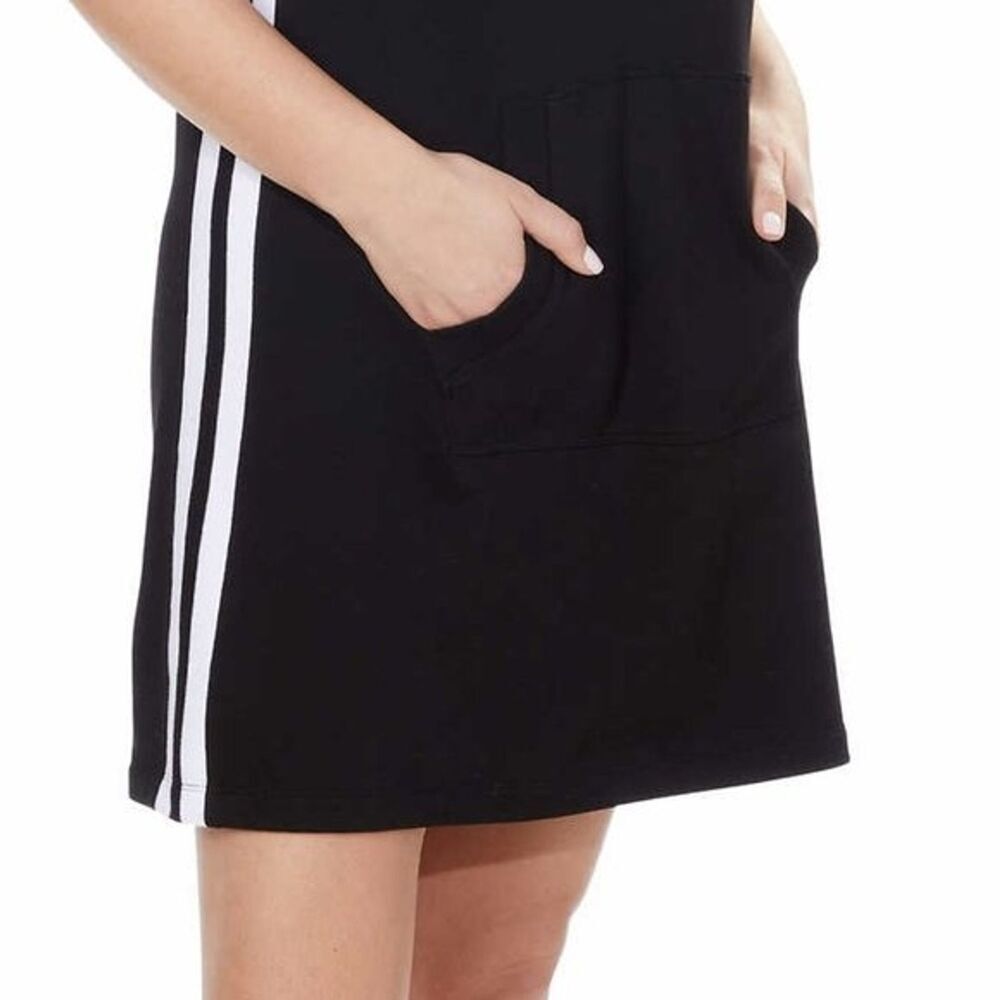 DKNY Sport Hoodie Dress Black Logo Short Sleeve Knit Athleisure Size Small NWT - Picture 5 of 10
